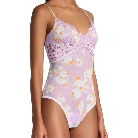 Free People Monday Morning Floral Bodysuit in Lilac Combo size Small - Picture 5 of 13
